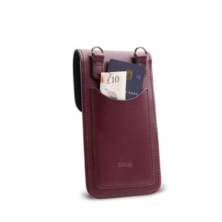 Handmade Leather Mobile Phone Pouch Plus - Marsala Red - Hstrends