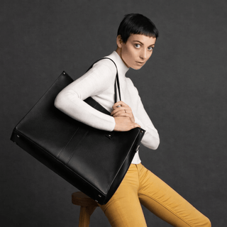 Handmade Leather Shopper - Black - Hstrends