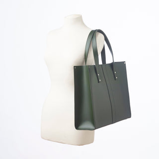 Handmade Leather Shopper - Ivy Green - Hstrends