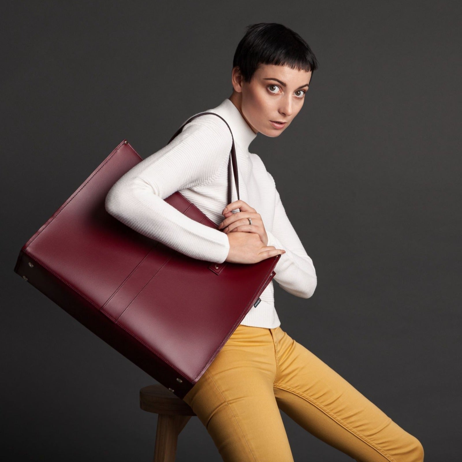 Handmade Leather Shopper - Ivy Green - Hstrends
