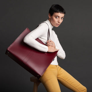 Handmade Leather Shopper - Marsala Red - Hstrends