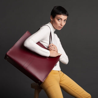 Handmade Leather Shopper - Oxblood - Hstrends