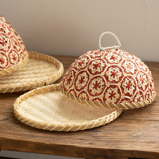 Handmade Rattan Woven Nanyang Style Fruit Plate Bread cover Basket Round With Lid - Hstrends