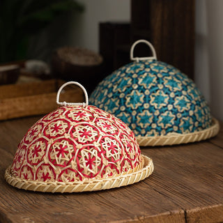 Handmade Rattan Woven Nanyang Style Fruit Plate Bread cover Basket Round With Lid - Hstrends