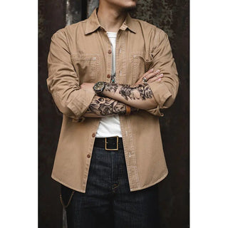 Heavy Denim Vintage Work Shirt for Men - Hstrends
