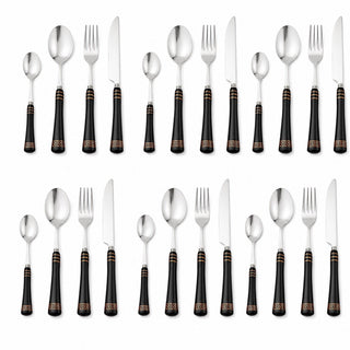 Heritage Gold 24-Piece Cutlery Set – Black - Hstrends