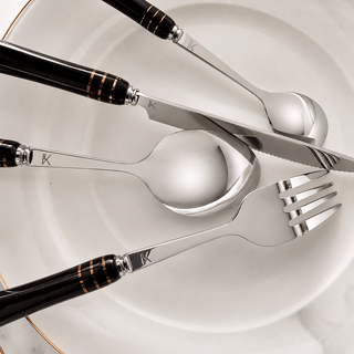 Heritage Gold 24-Piece Cutlery Set – Black - Hstrends