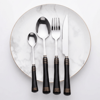 Heritage Gold 24-Piece Cutlery Set – Black - Hstrends