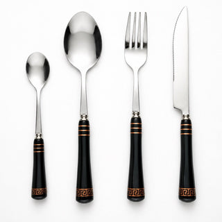 Heritage Gold 24-Piece Cutlery Set – Black - Hstrends