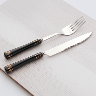Heritage Gold 24-Piece Cutlery Set – Black - Hstrends