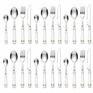 Heritage Gold 24-Piece Cutlery Set – White - Hstrends