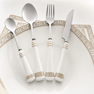 Heritage Gold 24-Piece Cutlery Set – White - Hstrends