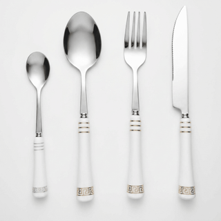 Heritage Gold 24-Piece Cutlery Set – White - Hstrends