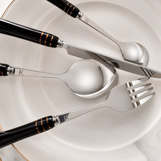 Heritage Gold 24-Piece Cutlery Set – Black