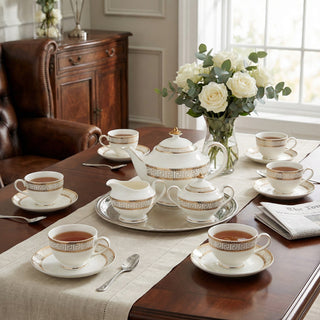 Heritage Gold Tea Set - Service for 6 (15 Pieces) - Hstrends