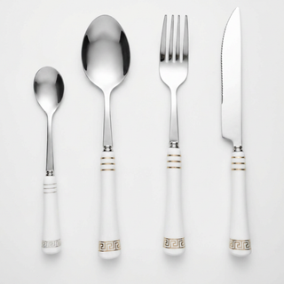 Heritage Gold 24-Piece Cutlery Set – White