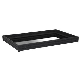 Hiba Black Finish Bamboo Effect Mirrored Tray - Hstrends