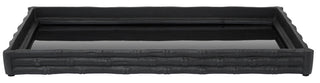 Hiba Black Finish Bamboo Effect Mirrored Tray - Hstrends