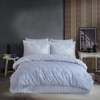 Hobby Romance Blue - Poplin Single Duvet Cover Set - Hstrends