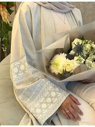 Linen Embroidery Worship Robe / Abaya