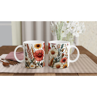 Hstrends 300ml White spring festival Floral Ceramic Mug.