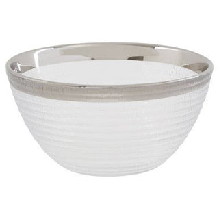 Ida Embossed Glass Bowl With Silver Rim - Hstrends