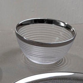 Ida Embossed Glass Bowl With Silver Rim - Hstrends