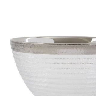 Ida Embossed Glass Bowl With Silver Rim - Hstrends