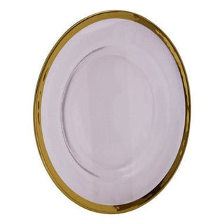 Ida Textured Glass Dinner Plate With Gold Rim - Hstrends