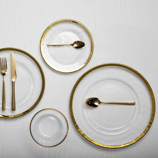 Ida Textured Glass Dinner Plate With Gold Rim - Hstrends