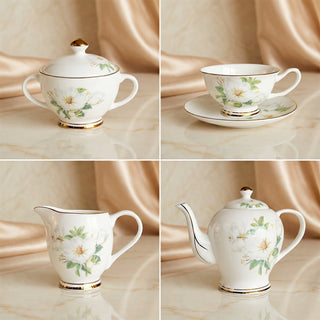 Ivory Camellia Tea Set - Service for 6 (15 Pieces) - Hstrends