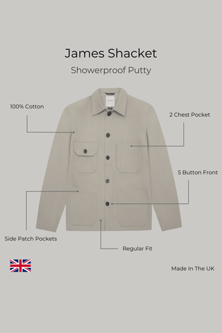 James Four Pocket Jacket - Showerproof Putty - Hstrends