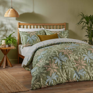 Kentia Printed Soft Touch Duvet Cover Set Palm Green - Hstrends