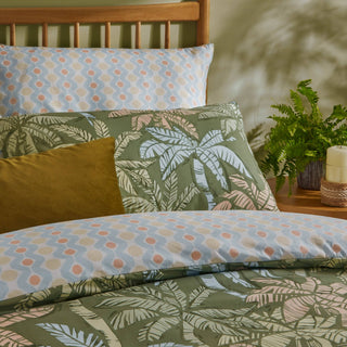 Kentia Printed Soft Touch Duvet Cover Set Palm Green - Hstrends