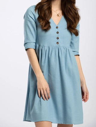 Knee Length Dress in Denim - Hstrends
