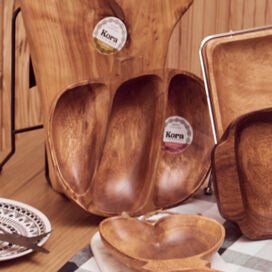 Kora Acacia 3 Section Apple Shaped Serving Dish - Hstrends