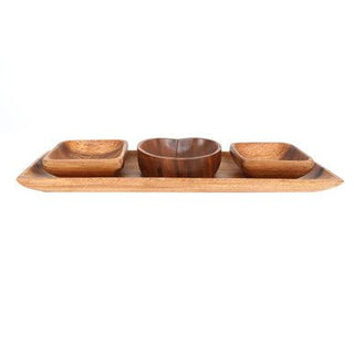 Kora Acacia Wood 3 Piece Serving Dish Set With Tray - Hstrends