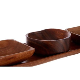 Kora Acacia Wood 3 Piece Serving Dish Set With Tray - Hstrends