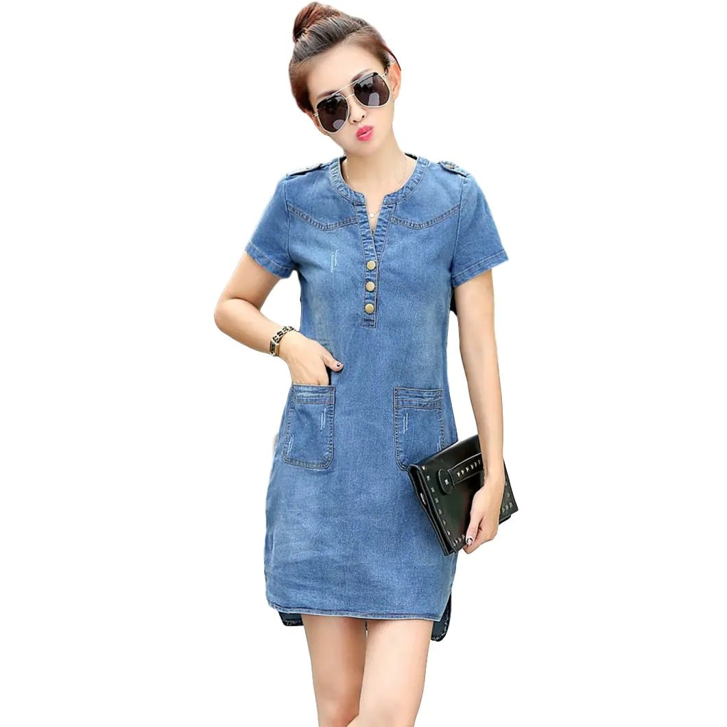 Korean Style Women Loose Denim Dress Hstrends Korean Style Women Loose Denim Dress Hstrends
