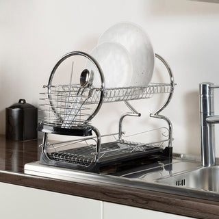 Laurie 2 Tier Dish Drainer With Black Plastic Tray - Hstrends