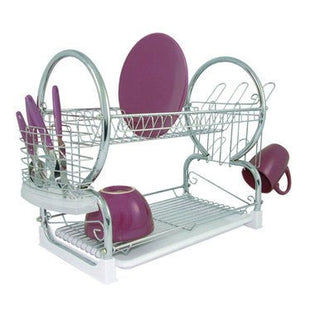 Laurie 2 Tier Dish Drainer With White Plastic Tray - Hstrends