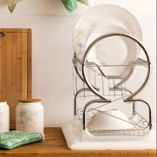 Laurie 2 Tier Dish Drainer With White Plastic Tray - Hstrends