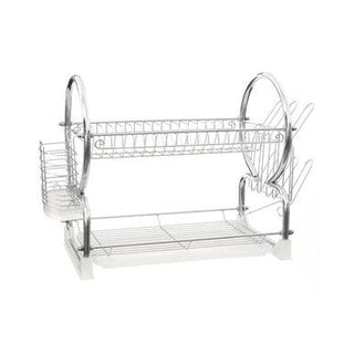 Laurie 2 Tier Dish Drainer With White Plastic Tray - Hstrends