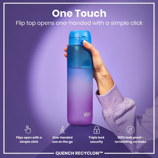 Leak Proof 1 Litre Water Bottle with Times to Drink, Recyclon, Blue & Pink, 1L - Hstrends