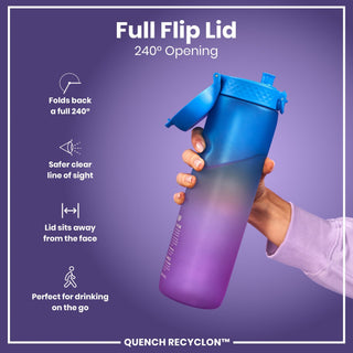 Leak Proof 1 Litre Water Bottle with Times to Drink, Recyclon, Blue & Pink, 1L - Hstrends