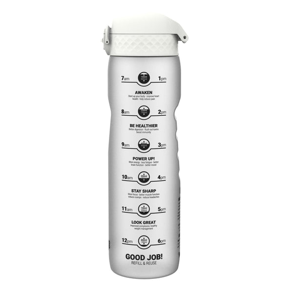 Leak Proof 1 Litre Water Bottle with Times to Drink, Recyclon, Ice, 1L - Hstrends