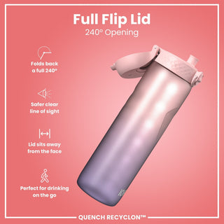 Leak Proof 1 Litre Water Bottle with Times to Drink, Recyclon, Purple & Rose, 1L - Hstrends