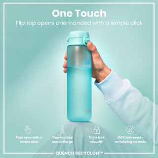 Leak Proof 1 Litre Water Bottle with Times to Drink, Recyclon, Sonic Blue, 1L - Hstrends