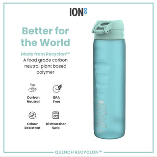 Leak Proof 1 Litre Water Bottle with Times to Drink, Recyclon, Sonic Blue, 1L - Hstrends