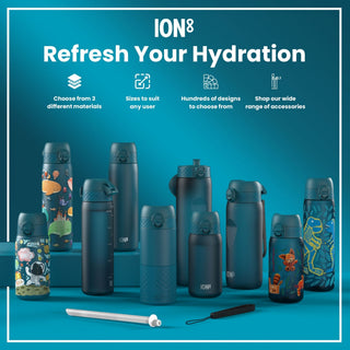 Leak Proof 1 Litre Water Bottle with Times to Drink, Recyclon, Teal & Blue, 1L - Hstrends